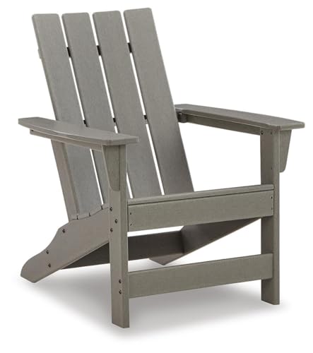 Signature Design by Ashley Visola Outdoor Patio HDPE Weather Resistant Adirondack Chair, Gray