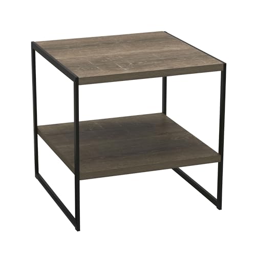 Square Wooden Side Table/End Table With Storage Shelf, Ashwood