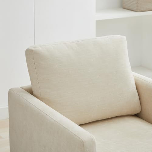 Swivel Accent Chair Set of 2, 360 Degree Square Swivel Chair for Living Room, Mid Century Modern Upholstered Barrel Chair,Comfy Sofa Armchairs for Bedroom,Nursery,Chenille, Beige
