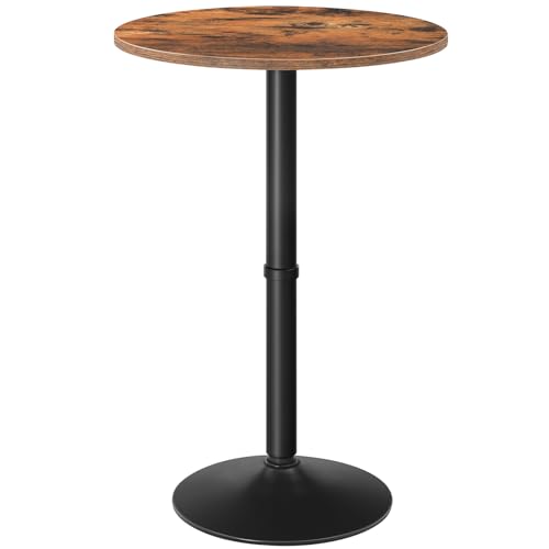 Round Bar Table, 35" Tall Pub Table, Cocktail Table with Base for Narrow Space, Bar Height Table for Kitchen, Easy to Assemble, Rustic Brown BF57BT01