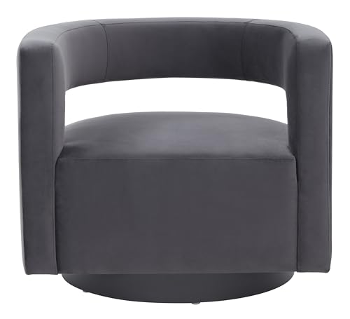 SAFAVIEH Couture Collection Edgar Dark Grey Velvet/Silver Swivel Chair (Fully Assembled)