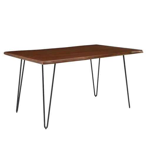 Henley Dining Table 60 Inch Live Edge Acacia Wood Black Walnut Finish Modern Kitchen Room Entertaining Home Furniture Quality Stylish Elegant Durable Refined