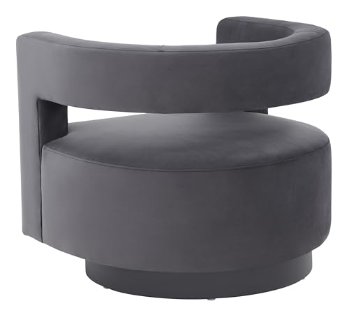 SAFAVIEH Couture Collection Edgar Dark Grey Velvet/Silver Swivel Chair (Fully Assembled)