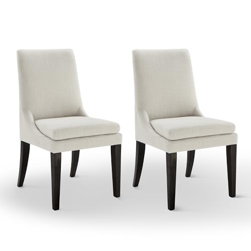 Upholstered Dining Chairs Modern Sidechair Performance Fabric High Back Armlesschair for Diningroom Kitchen,Cream,Set of 2(1 Box)