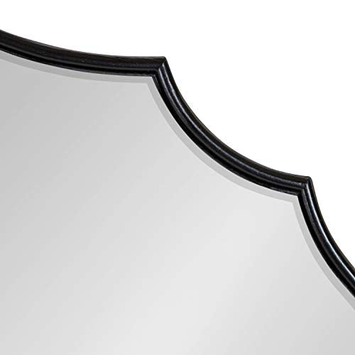 Leanna Glam Oval Mirror, 24 x 36, Black, Modern Scalloped Mirror for Wall