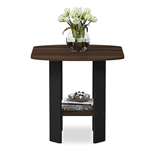 Simple Design Side Table Set of 2, 2-Tier Modern End Table with Soft Edges, Open Shelves Night Stand, Bedside Table, for Living Room, Bedroom, Columbia Walnut