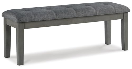 Signature Design by Ashley Hallanden Collection 50" Cushioned Dining Bench, Textural Fabric with Solid Wood Legs, Contemporary Two-Tone Gray Finish for Kitchens and Dining Rooms