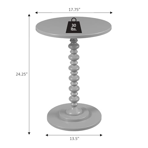 Palm Beach Spindle Table 17.75" - Traditional Round End Table for Living Room, Turned Solid Wood Side Table, Classic Display Pedestal Table, Espresso