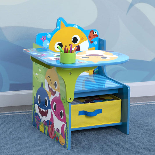Baby Shark Chair Desk with Storage Bin - Ideal for Arts & Crafts, Snack Time, Homeschooling, Homework & More by