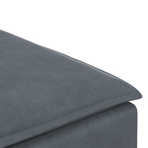 Dark Grey Velvet Modular Sofa Footstool Modern Square Ottoman with Metal Frame and Cushioned Seat for Living Room Space-Saving Single Seating Furniture