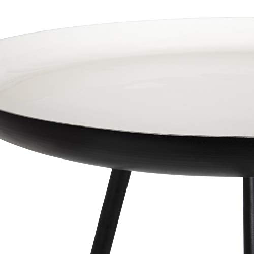 Laranya Modern Side Table, 15" x 15" x 22.5", White and Black, Excellent Sofa End Table and Decorative Accent