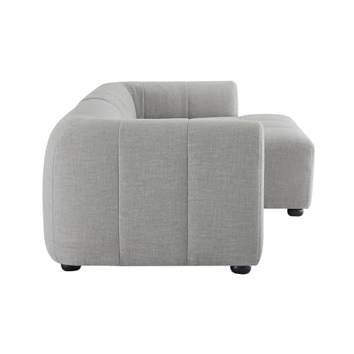 Liana Right-Facing Modular Sofa with Chaise in Pewter - Modern Sectional Sofa Couch Furniture Set - Upholstered Fabric Chaise and Chair for Living Room, Lounge, Apartment