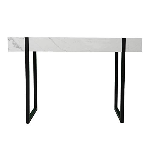 Rangley Modern Faux Marble Desk - Modern Design, White Iron and Wood - Ideal for Home Office, Bedroom (HO1142737)