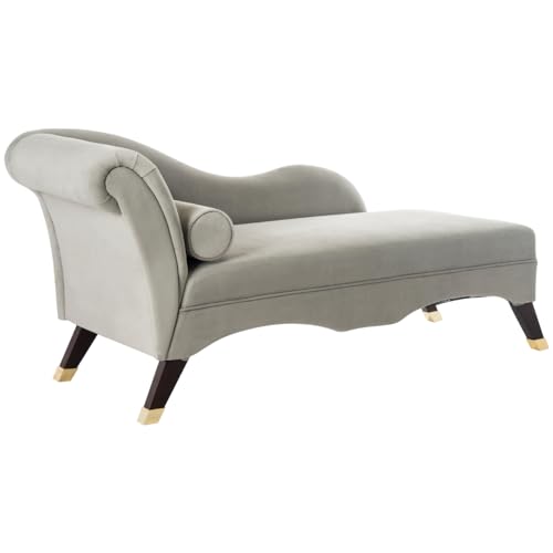 Safavieh Home Collection Caiden Grey Velvet Chaise with Pillow, view 8