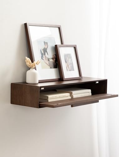 McCutcheon Mid-Century Floating Console Table for Entryway; 30 x 9 x 6; Walnut Brown; Decorative Transitional Floating Entryway Table for Use as Living Room Storage Wall Shelf