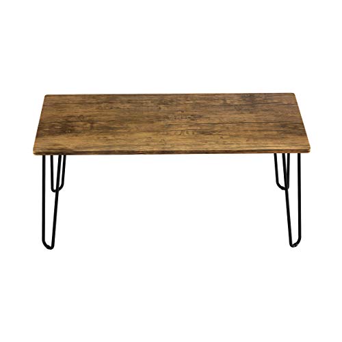 Coffee Table with Hairpin Legs - Modern Industrial Style Home Decor - Woodgrain-Look and Steel Accent Living Room Furniture (Brown)