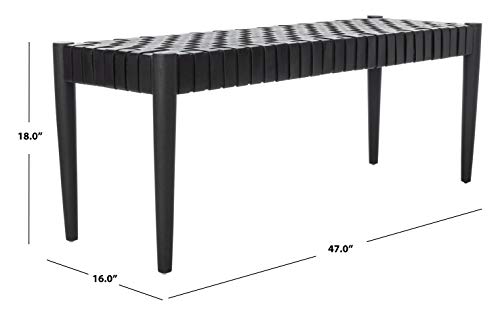 SAFAVIEH Furniture - Amalia Bench - Black & Black - Solid Wood - Modern Leather Design - Ideal for Entryway, Bedroom, Living Room, 18" Seat Height (BCH1001D)