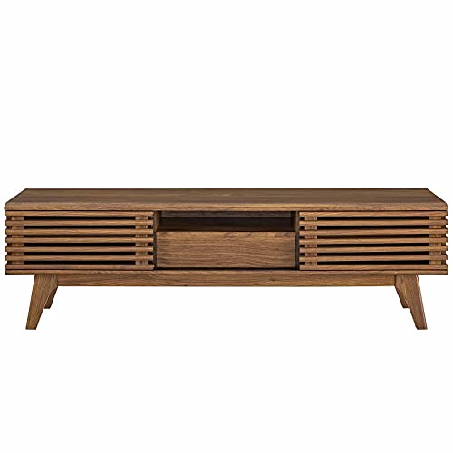 Render Mid-Century Modern Low Profile 59 Inch TV Stand in Walnut