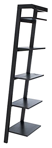 SAFAVIEH Home Collection Yassi Black 5-Tier Leaning Storage Display Shelves Living Room Bedroom Office Etagere