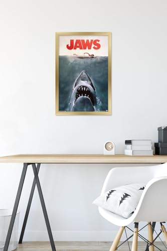 Jaws - One Sheet Wall Poster, 14.725" x 22.375", Gold Framed Version
