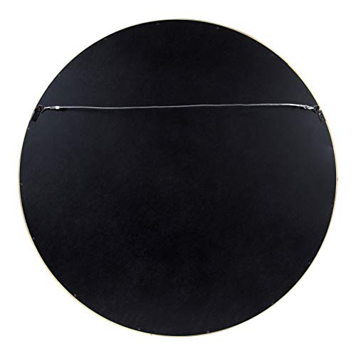 Hutton Round Decorative Large Modern Wood Frame Wall Mirror, 30 Inch Diameter, Natural Finish