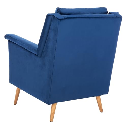 Safavieh Home Astrid Navy and Natural Oak Mid-Century Arm Chair