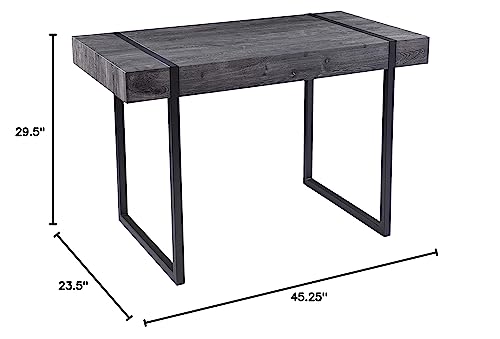 Harkriven Small Space Desk - Transitional Design, Black Iron and Wood - Ideal for Home Office, Bedroom (HO1094537)