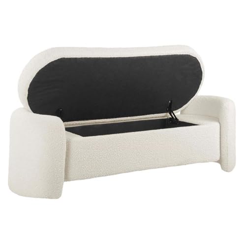 Nebula Boucle Upholstered Storage Bench in Ivory