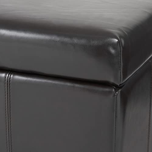 Living Berkeley Brown Leather Square Storage Ottoman, Espresso