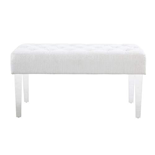 Ella Glitz Acrylic Leg Bench, 35"Wx17"Dx18"H, White
