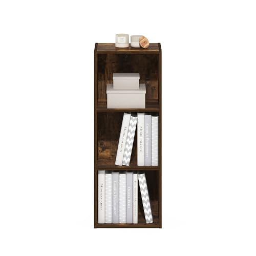 LUDER Book Shelf, 3-Cube Bookshelf, Bookcase with Open Shelves, 9.3 x 12 x 31.5, Easy Assembly, for Living Room, Bedroom, Home Office, Amber Pine