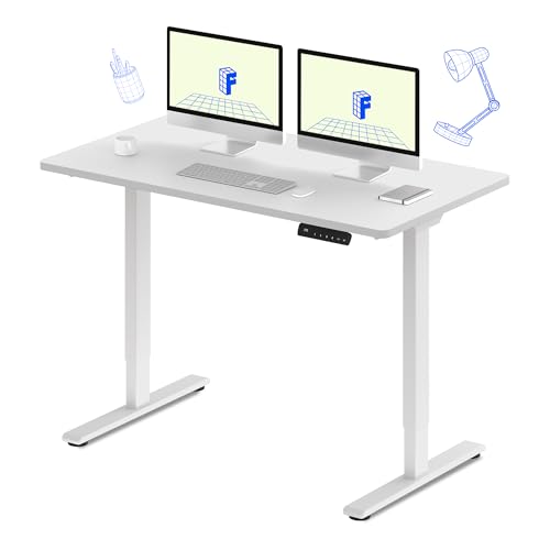FLEXISPOT E3 Dual Motor Electric Standing Desk 55 x 28 Sit Stand Up Desk, Holds 220 lbs, Adjustable Height w/Memory Presets, One-Piece White Desktop & White Frame, Ships in 2 Boxes