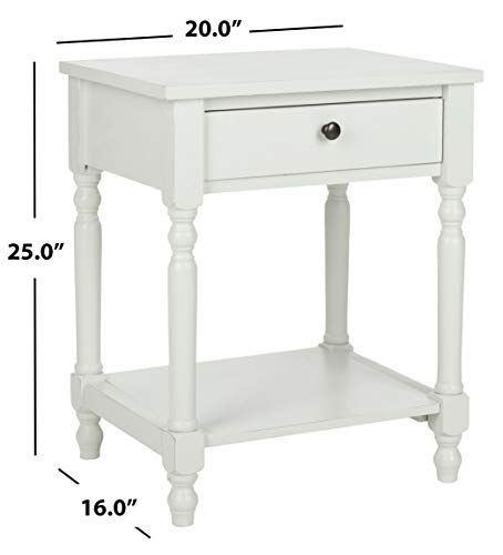SAFAVIEH Home Collection – Tami Off-White Nightstand with Drawer & Shelf, Vintage Farmhouse Accent Table, Turned Leg Design (AMH6604A)