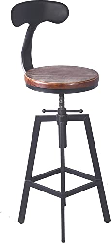 5 Piece Bar Table and Barstool Set Industrial Rectangular Pipe Dining Pub Bar Desk and Kitchen Counter Height Adjustable Stool with Iron Backrest Black(1 Table + 4 Chairs)