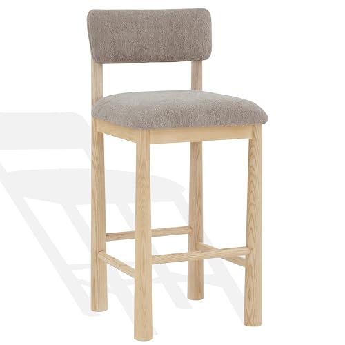 SAFAVIEH Couture Collection Wrenley Light Brown/Natural Boucle 30-inch Seat Height Bar Stool (Fully Assembled)