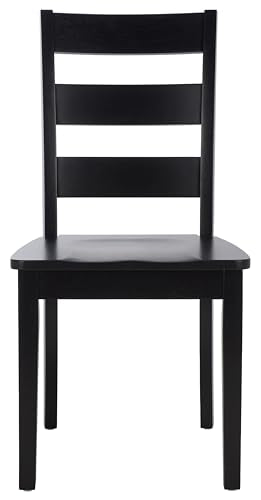 SAFAVIEH Home Collection - Silio Black Wood Ladder Back Dining Chair Set of 2, Classic Farmhouse Style Seating (DCH9213C-SET2)