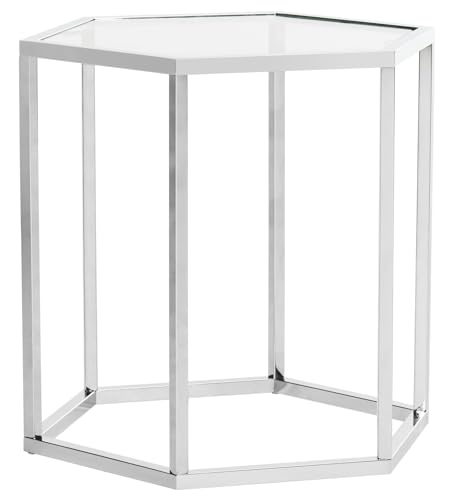 Safavieh Home Teagan Chrome Glass Top Hexagon End Table