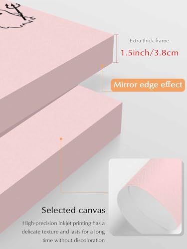 NuYeBiofx Spooky Halloween Ghost on Pink Canvas Wall Art Prints,30"x20" Framed Picture Artwork Cute Black Sketch Printed Canvas Oil Painting for Living Room Bedroom Office,Ready to Hang