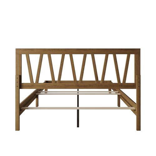 Gadsden Full Wood Panel Bed Frame, Brown, view 7