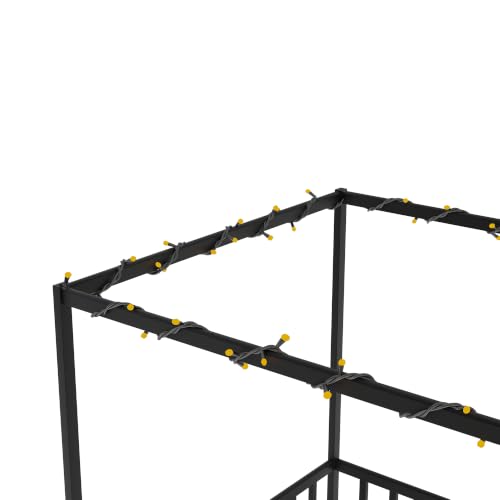 Full Canopy BedFrame with led, Metal Montessori House Floor Bed, view 8