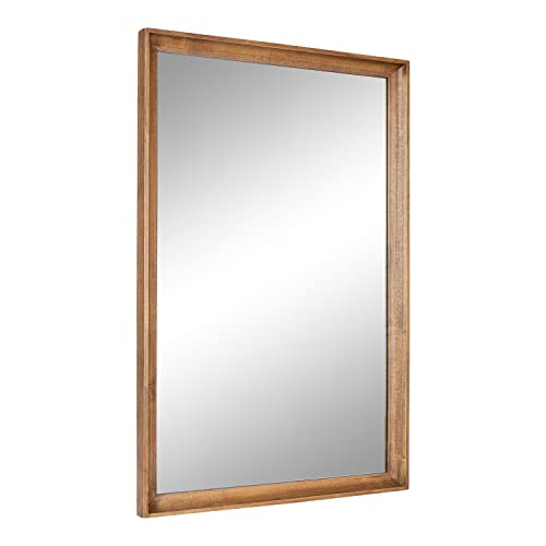 Hatherleigh Modern Farmhouse Rectangle Wooden Wall Mirror, 24 x 36, Rustic Brown, view 2
