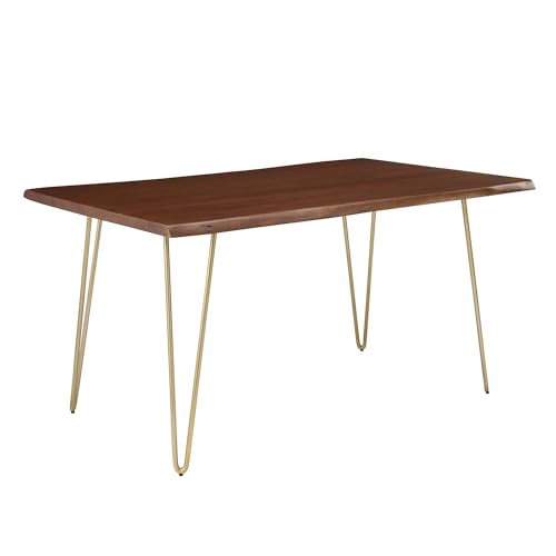 Henley Dining Table 60 Inch Live Edge Acacia Wood Gold Walnut Finish Modern Kitchen Room Entertaining Home Furniture Quality Stylish Elegant Durable Refined Versatile