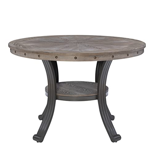 Powell Franklin Pewter Metal and Rustic Wood Table Dining