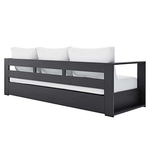Gray and white aluminum outdoor patio sofa, view 7