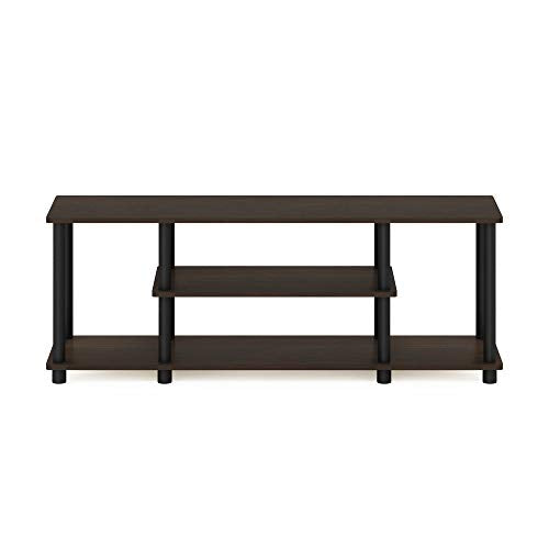 Turn-N-Tube No Tools 3D 3-Tier Entertainment TV Stand up to 50 inch TV, Round Tubes, Dark Brown / Black | for TV up to 50 Inch, Open Frame Rectangular Entertainment Center with Storage Shelf, TV Console, for Living Room, Bedroom