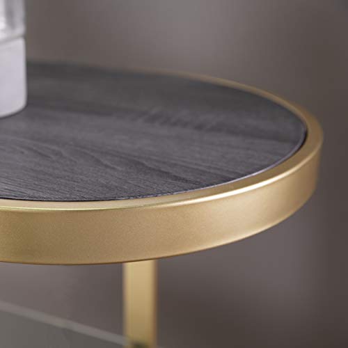 Otsento Console Table - Transitional Design, Black Glass and Wood - Ideal for Entryway, Living Room (CM1104303)