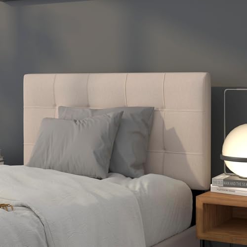 Contemporary Twin Fabric Panel Headboard, Beige Upholstery, view 2
