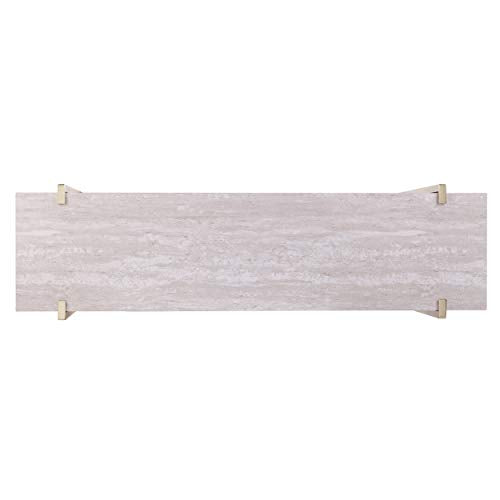 Ardmillan Two-Tier Faux Marble Top 47.25" Console Table, Brass/Dark Tobacco/White