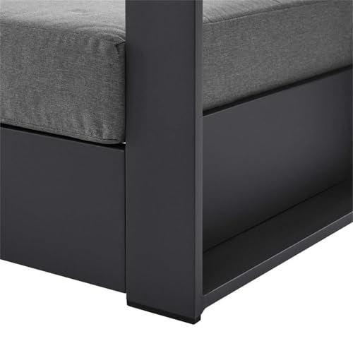 Gray charcoal aluminum outdoor patio armchair, view 7