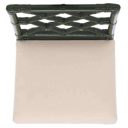 SAFAVIEH Furniture - Bhumi 23.6" Seat Height Counter Stool - White & Forest Green - Handwoven Rattan Design - Fully Assembled - Ideal for Kitchen, Dining Room & Kitchen Island (BST6511E)